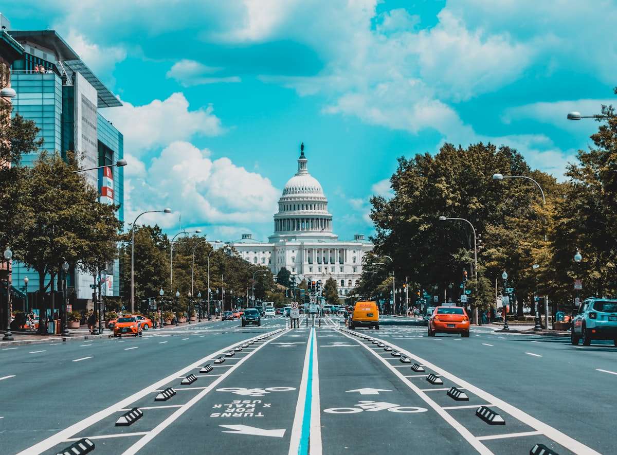 The United States Capitol building under a clear sky